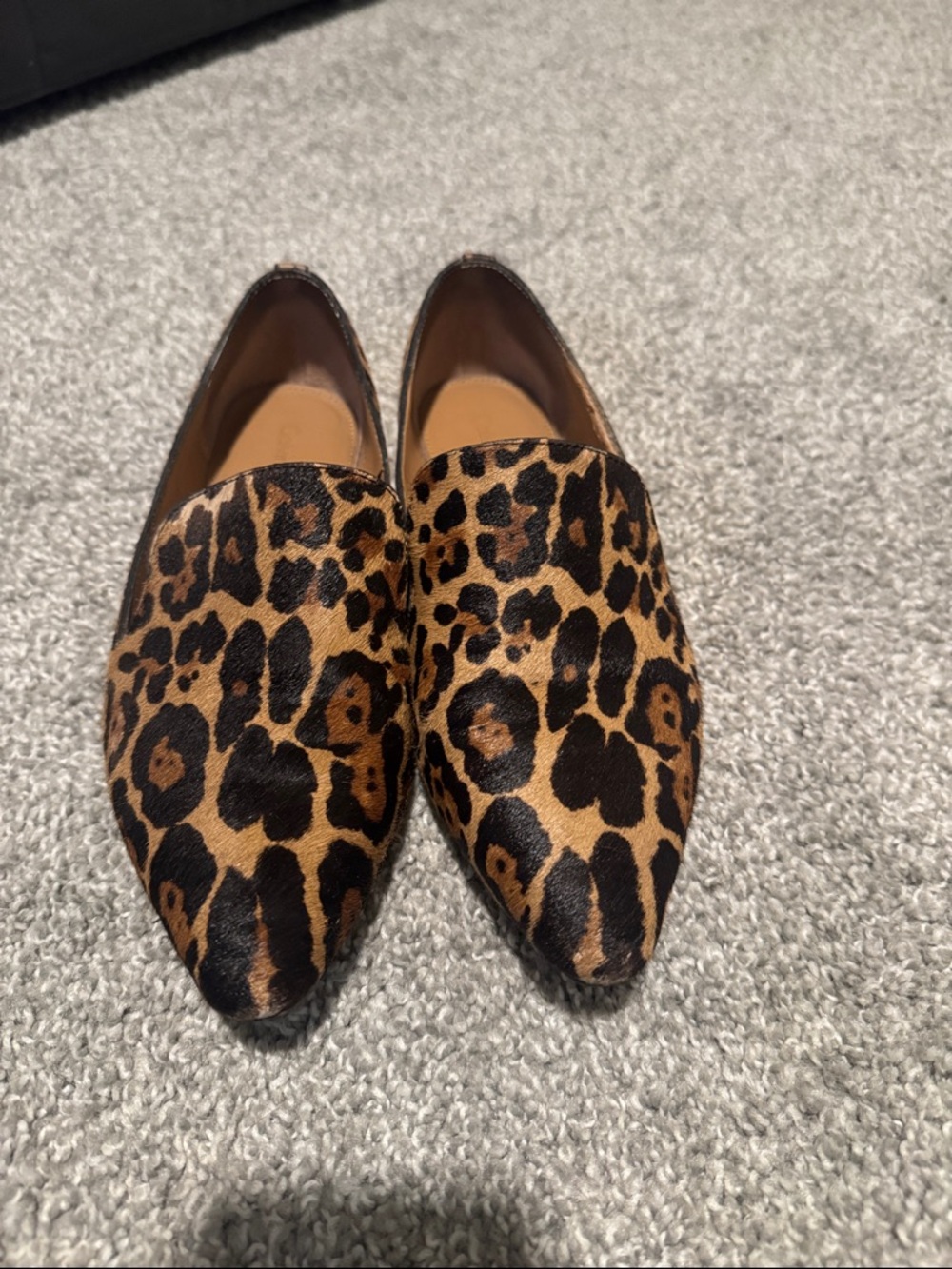 Calvin Klein Leopard Print Pointed Toe Flats - Brown & Black